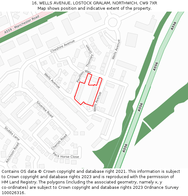 16, WELLS AVENUE, LOSTOCK GRALAM, NORTHWICH, CW9 7XR: Location map and indicative extent of plot