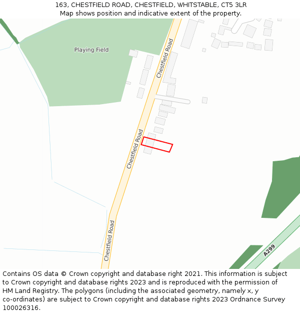 163, CHESTFIELD ROAD, CHESTFIELD, WHITSTABLE, CT5 3LR: Location map and indicative extent of plot