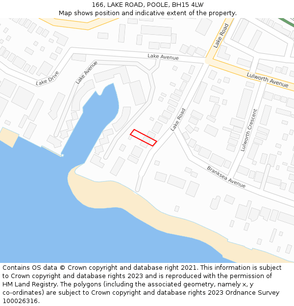 166, LAKE ROAD, POOLE, BH15 4LW: Location map and indicative extent of plot