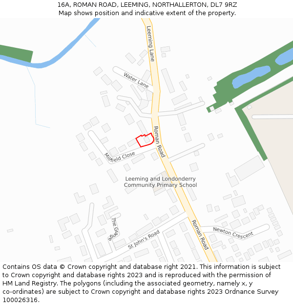 16A, ROMAN ROAD, LEEMING, NORTHALLERTON, DL7 9RZ: Location map and indicative extent of plot