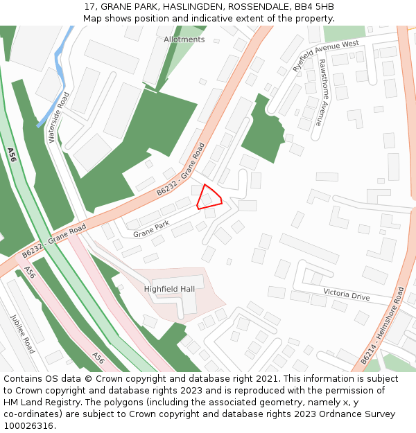 17, GRANE PARK, HASLINGDEN, ROSSENDALE, BB4 5HB: Location map and indicative extent of plot