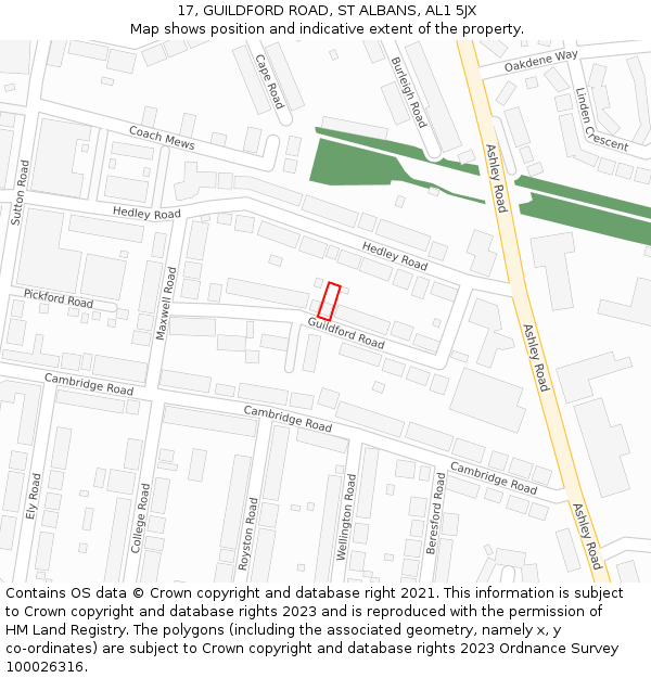 17, GUILDFORD ROAD, ST ALBANS, AL1 5JX: Location map and indicative extent of plot