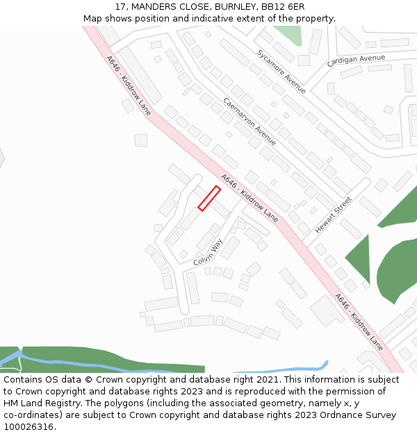 17, MANDERS CLOSE, BURNLEY, BB12 6ER: Location map and indicative extent of plot