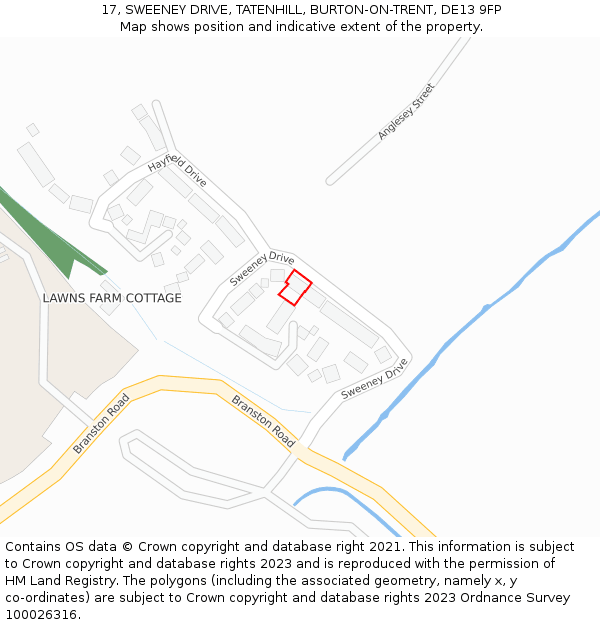 17, SWEENEY DRIVE, TATENHILL, BURTON-ON-TRENT, DE13 9FP: Location map and indicative extent of plot