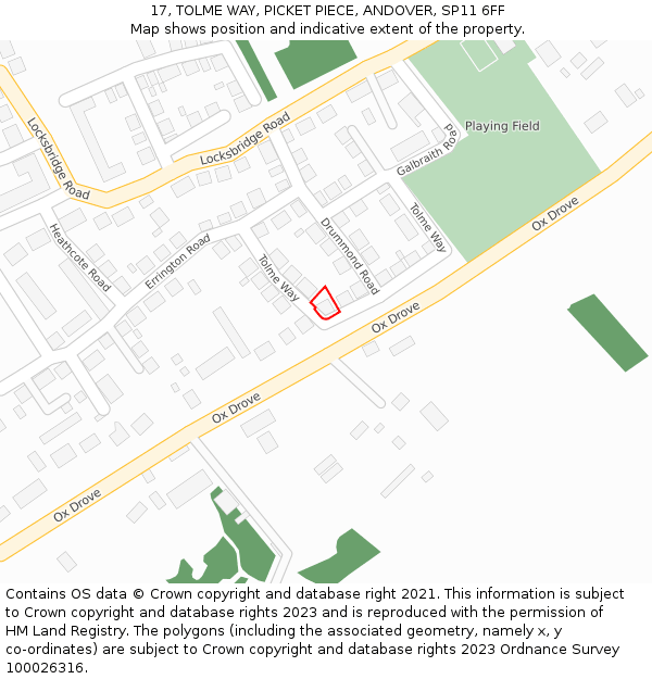 17, TOLME WAY, PICKET PIECE, ANDOVER, SP11 6FF: Location map and indicative extent of plot