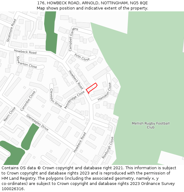 176, HOWBECK ROAD, ARNOLD, NOTTINGHAM, NG5 8QE: Location map and indicative extent of plot