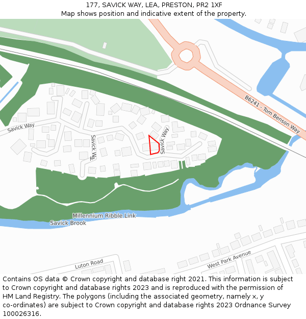 177, SAVICK WAY, LEA, PRESTON, PR2 1XF: Location map and indicative extent of plot