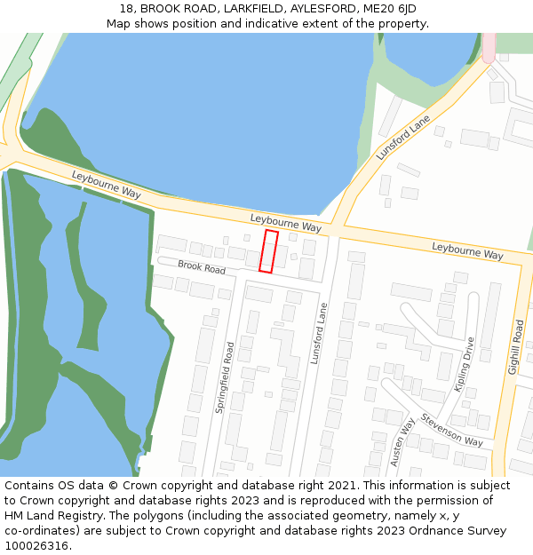 18, BROOK ROAD, LARKFIELD, AYLESFORD, ME20 6JD: Location map and indicative extent of plot