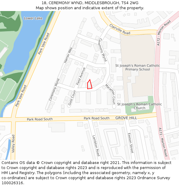 18, CEREMONY WYND, MIDDLESBROUGH, TS4 2WG: Location map and indicative extent of plot