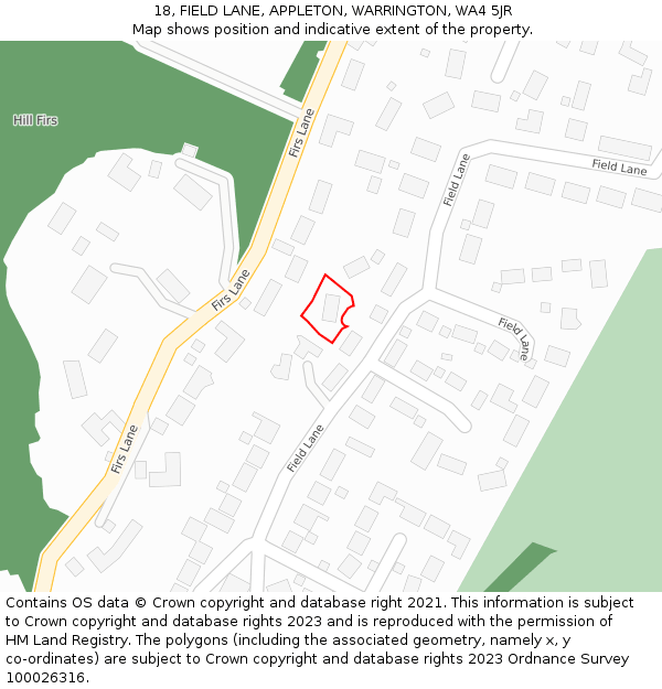 18, FIELD LANE, APPLETON, WARRINGTON, WA4 5JR: Location map and indicative extent of plot