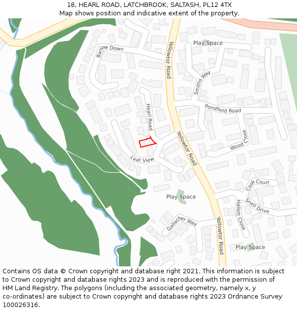 18, HEARL ROAD, LATCHBROOK, SALTASH, PL12 4TX: Location map and indicative extent of plot