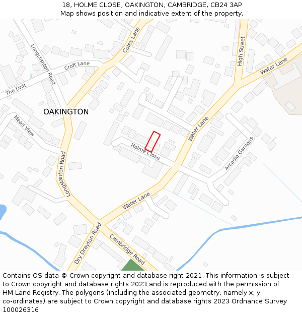 18, HOLME CLOSE, OAKINGTON, CAMBRIDGE, CB24 3AP: Location map and indicative extent of plot