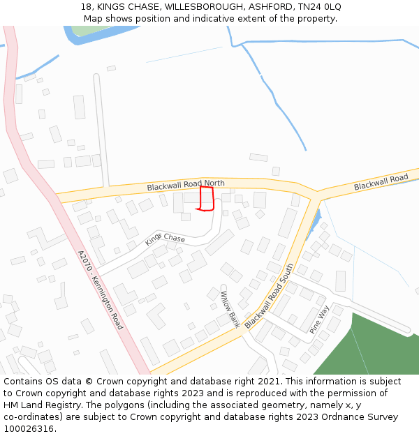 18, KINGS CHASE, WILLESBOROUGH, ASHFORD, TN24 0LQ: Location map and indicative extent of plot