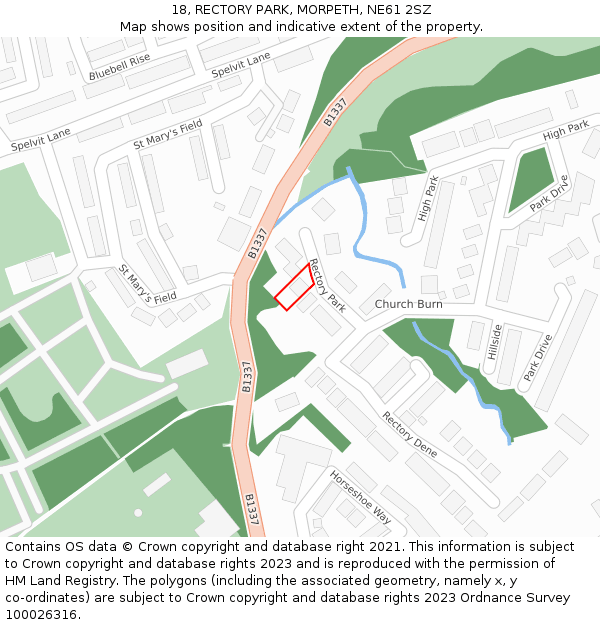 18, RECTORY PARK, MORPETH, NE61 2SZ: Location map and indicative extent of plot