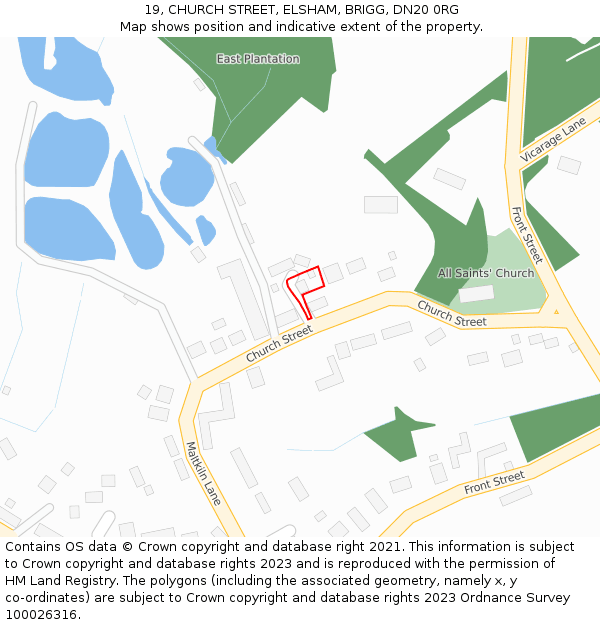 19, CHURCH STREET, ELSHAM, BRIGG, DN20 0RG: Location map and indicative extent of plot