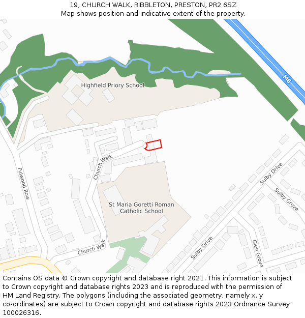 19, CHURCH WALK, RIBBLETON, PRESTON, PR2 6SZ: Location map and indicative extent of plot