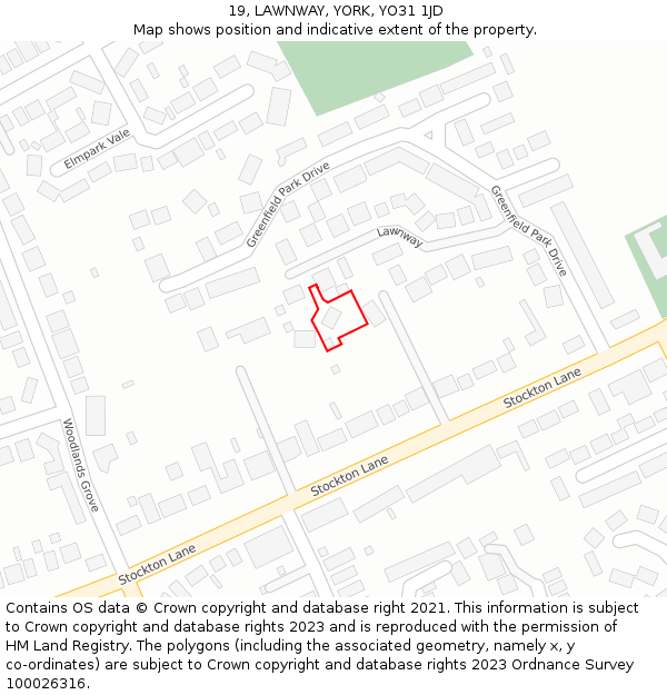 19, LAWNWAY, YORK, YO31 1JD: Location map and indicative extent of plot