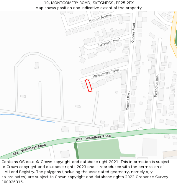 19, MONTGOMERY ROAD, SKEGNESS, PE25 2EX: Location map and indicative extent of plot