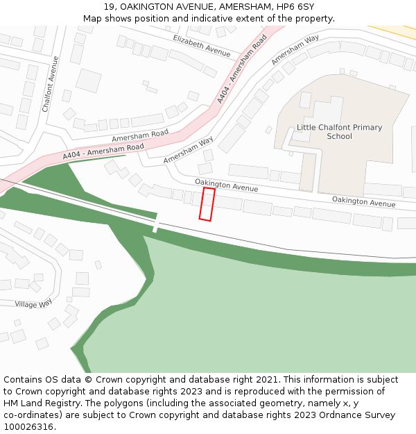 19, OAKINGTON AVENUE, AMERSHAM, HP6 6SY: Location map and indicative extent of plot