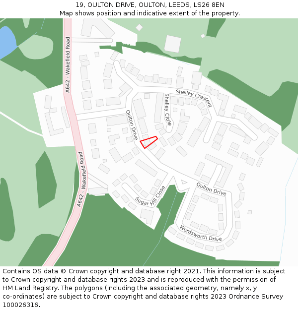 19, OULTON DRIVE, OULTON, LEEDS, LS26 8EN: Location map and indicative extent of plot