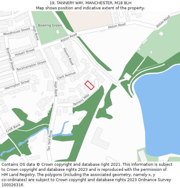 19, TANNERY WAY, MANCHESTER, M18 8LH: Location map and indicative extent of plot