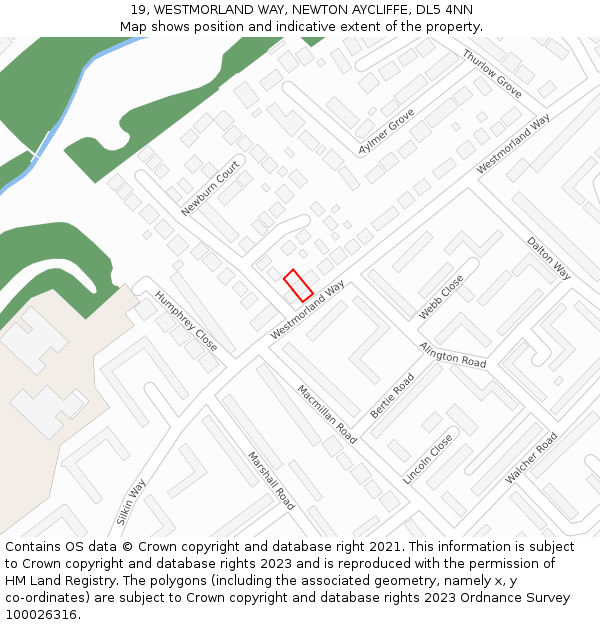 19, WESTMORLAND WAY, NEWTON AYCLIFFE, DL5 4NN: Location map and indicative extent of plot