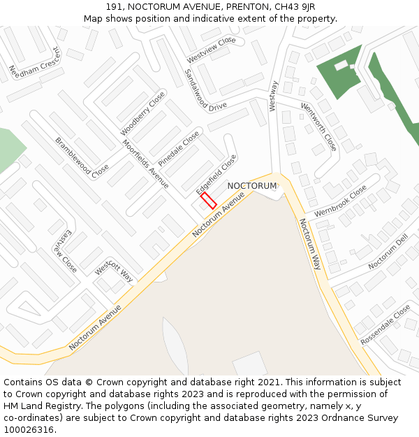 191, NOCTORUM AVENUE, PRENTON, CH43 9JR: Location map and indicative extent of plot