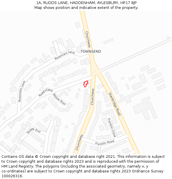 1A, RUDDS LANE, HADDENHAM, AYLESBURY, HP17 8JP: Location map and indicative extent of plot