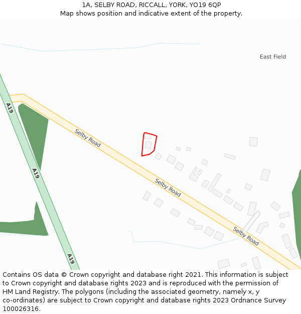 1A, SELBY ROAD, RICCALL, YORK, YO19 6QP: Location map and indicative extent of plot