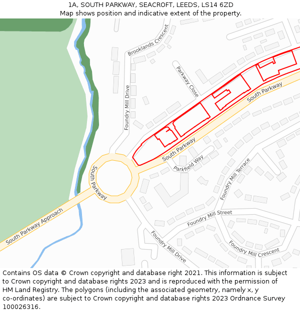 1A, SOUTH PARKWAY, SEACROFT, LEEDS, LS14 6ZD: Location map and indicative extent of plot