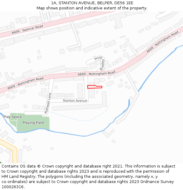 1A, STANTON AVENUE, BELPER, DE56 1EE: Location map and indicative extent of plot