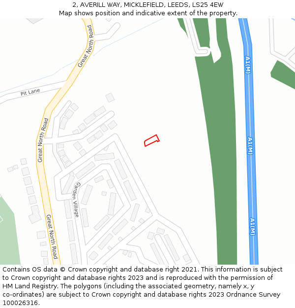 2, AVERILL WAY, MICKLEFIELD, LEEDS, LS25 4EW: Location map and indicative extent of plot