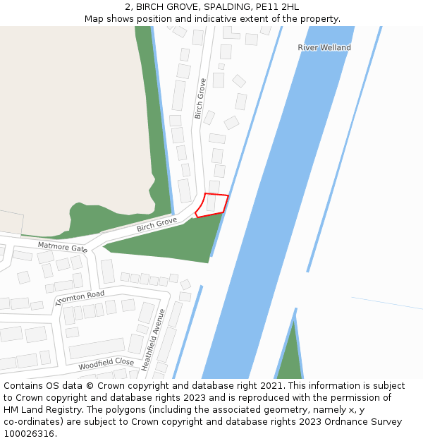 2, BIRCH GROVE, SPALDING, PE11 2HL: Location map and indicative extent of plot