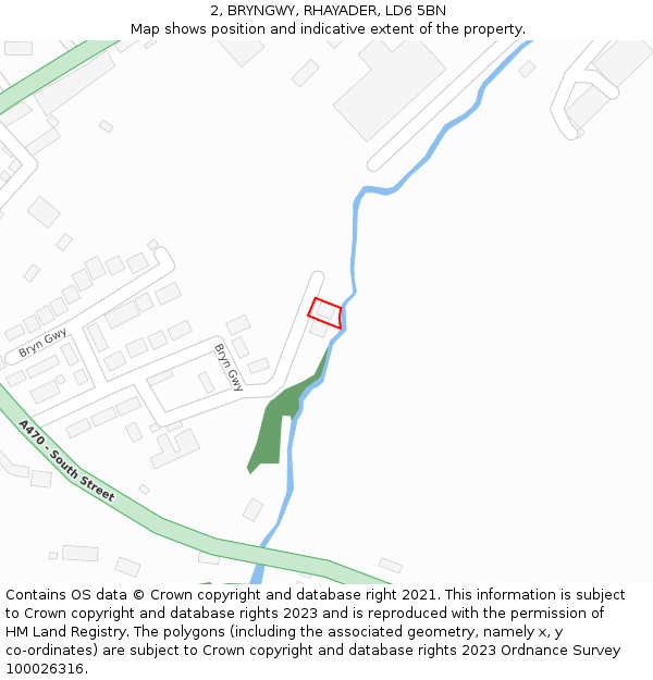 2, BRYNGWY, RHAYADER, LD6 5BN: Location map and indicative extent of plot