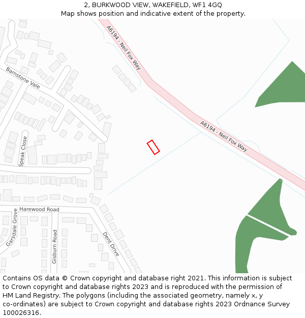 2, BURKWOOD VIEW, WAKEFIELD, WF1 4GQ: Location map and indicative extent of plot