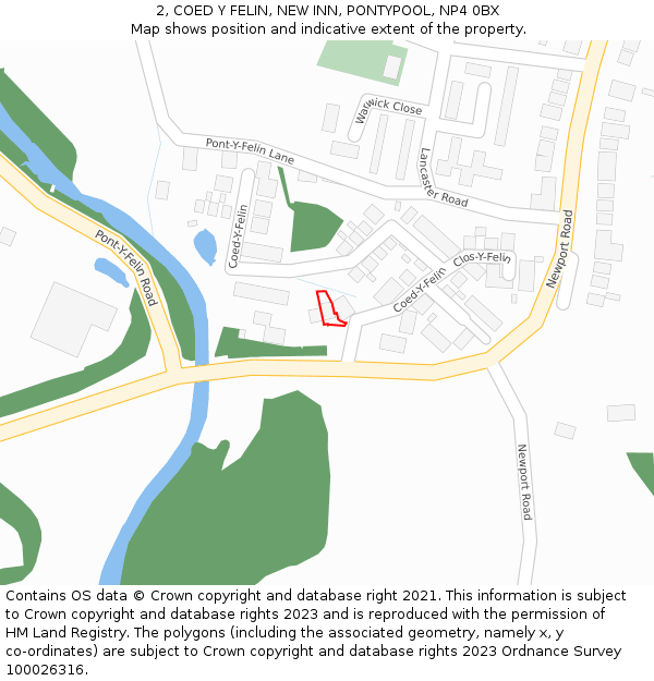 2, COED Y FELIN, NEW INN, PONTYPOOL, NP4 0BX: Location map and indicative extent of plot