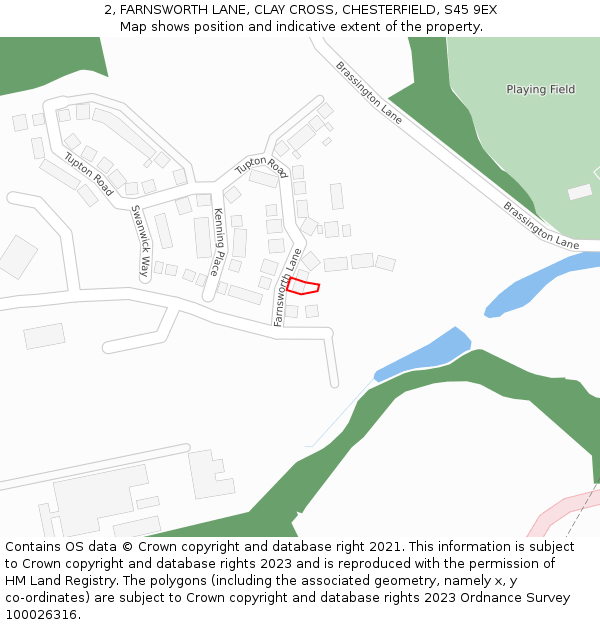 2, FARNSWORTH LANE, CLAY CROSS, CHESTERFIELD, S45 9EX: Location map and indicative extent of plot