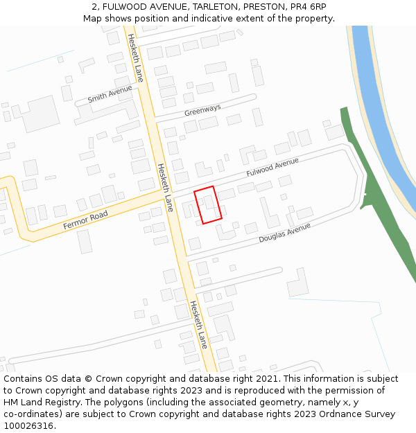 2, FULWOOD AVENUE, TARLETON, PRESTON, PR4 6RP: Location map and indicative extent of plot