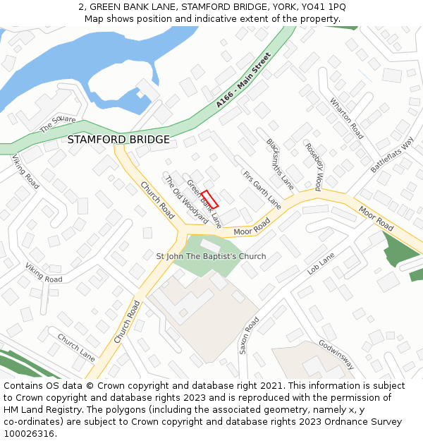 2, GREEN BANK LANE, STAMFORD BRIDGE, YORK, YO41 1PQ: Location map and indicative extent of plot