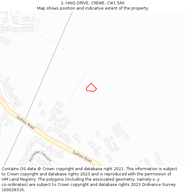 2, HAIG DRIVE, CREWE, CW1 5AX: Location map and indicative extent of plot