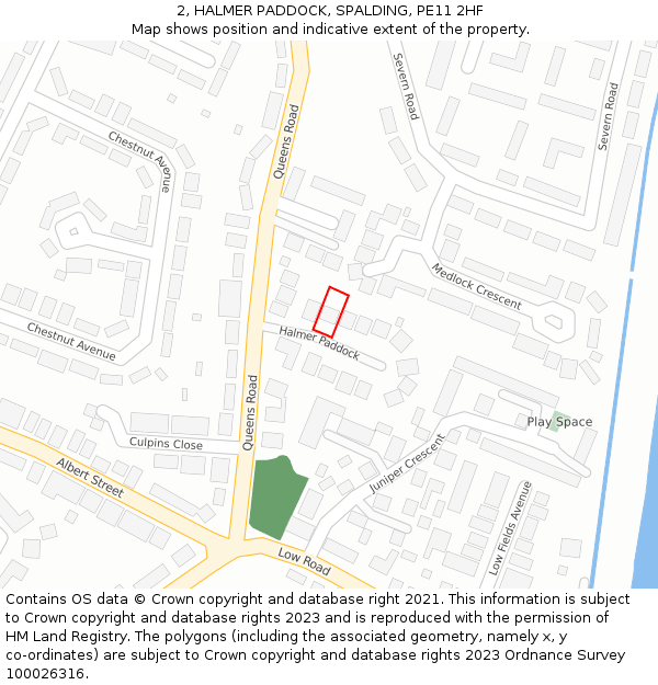 2, HALMER PADDOCK, SPALDING, PE11 2HF: Location map and indicative extent of plot