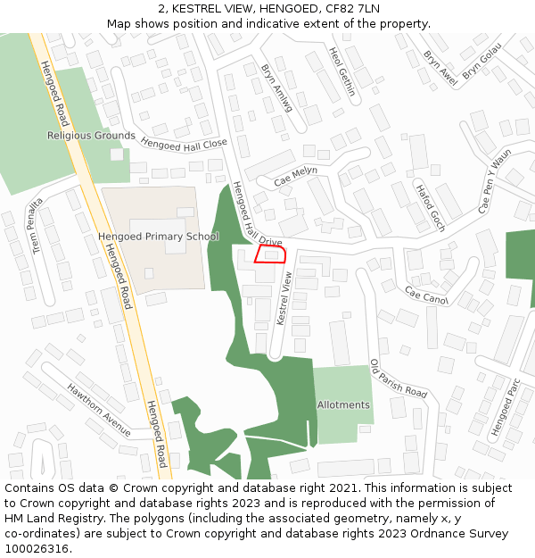 2, KESTREL VIEW, HENGOED, CF82 7LN: Location map and indicative extent of plot