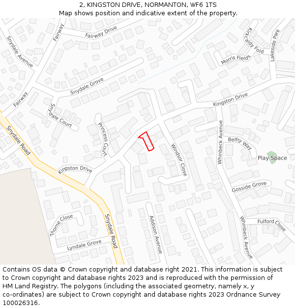 2, KINGSTON DRIVE, NORMANTON, WF6 1TS: Location map and indicative extent of plot