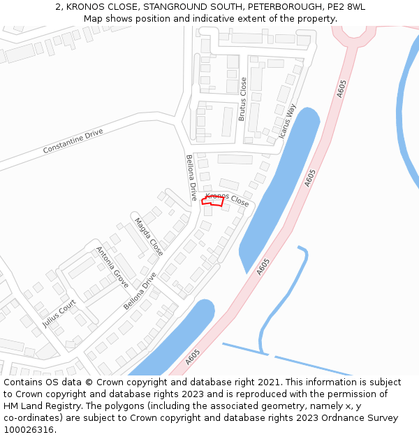 2, KRONOS CLOSE, STANGROUND SOUTH, PETERBOROUGH, PE2 8WL: Location map and indicative extent of plot