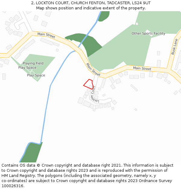 2, LOCKTON COURT, CHURCH FENTON, TADCASTER, LS24 9UT: Location map and indicative extent of plot