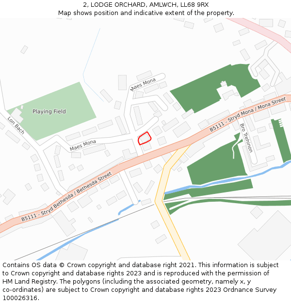 2, LODGE ORCHARD, AMLWCH, LL68 9RX: Location map and indicative extent of plot