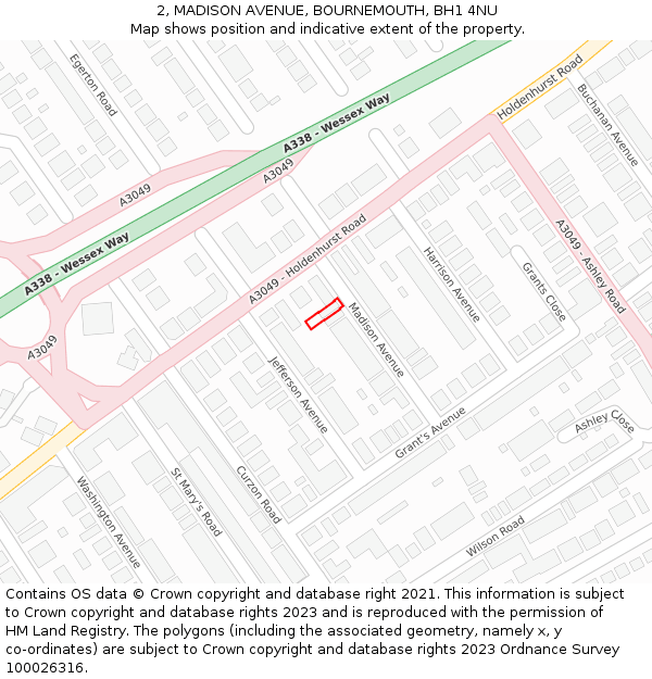 2, MADISON AVENUE, BOURNEMOUTH, BH1 4NU: Location map and indicative extent of plot