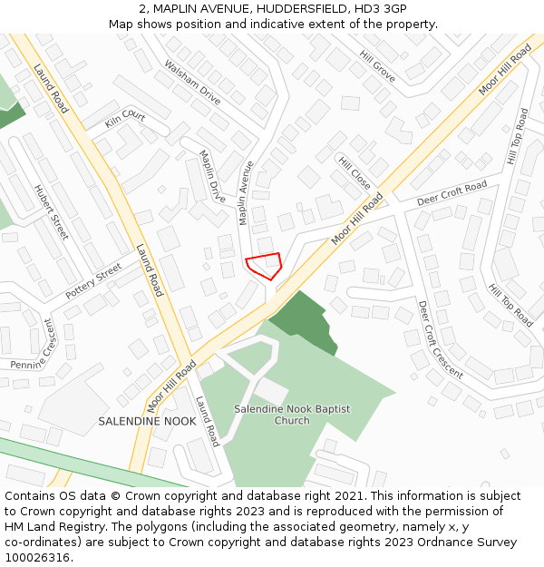 2, MAPLIN AVENUE, HUDDERSFIELD, HD3 3GP: Location map and indicative extent of plot