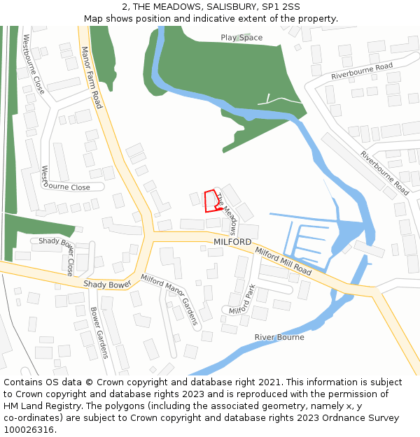 2, THE MEADOWS, SALISBURY, SP1 2SS: Location map and indicative extent of plot