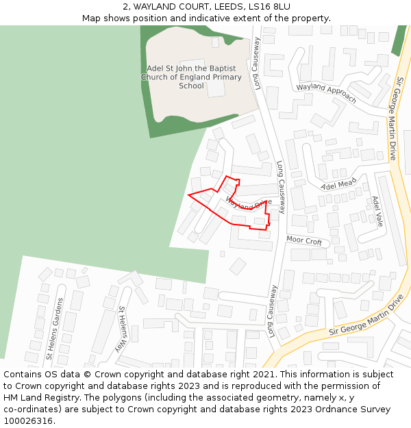 2, WAYLAND COURT, LEEDS, LS16 8LU: Location map and indicative extent of plot